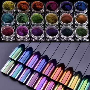 Yanardöner Bukalemun Galaxy Glitter |Yüksek Kalite) / Renk Değiştiren Glitter Toz Nail Art Duo-krom Krom Ayna Tozu, kU